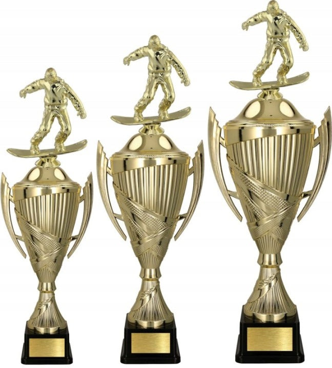 Set of Snowboard Trophies, 41/37/33 cm, Free Engraving Plates